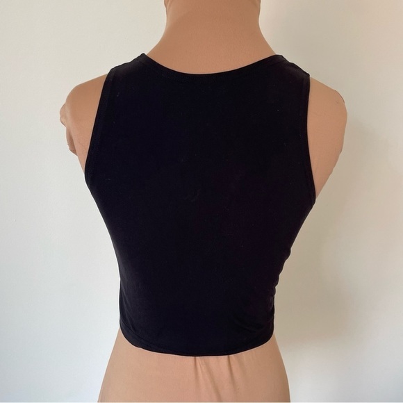 Paridaez Black Cropped Suppplex Lycra Stretchy Athletic Tank Top EUC Size XS - Picture 3 of 9